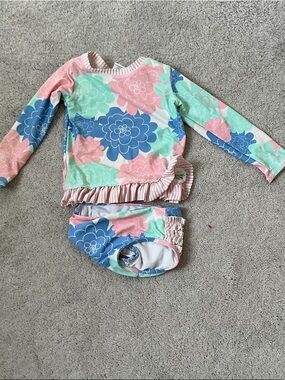 Ruffle Butts Girls Swim Set in Mint, Pink, White